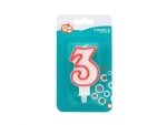 SWIECZKA CYFRA 3 CZERWONY KONTUR 7CM 999