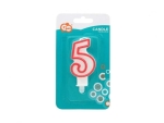 SWIECZKA CYFRA 5 CZERWONY KONTUR 7CM 031