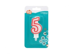 SWIECZKA CYFRA 5 CZERWONY KONTUR 7CM 031