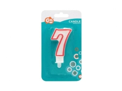 SWIECZKA CYFRA 7 CZERWONY KONTUR 7CM 055